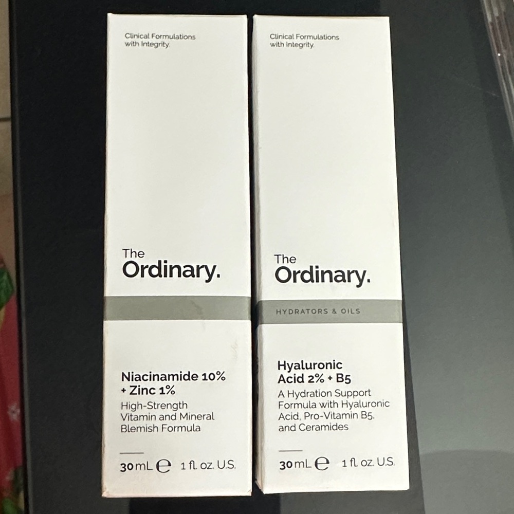 The Ordinary Niacinamide and Hyaluronic Acid Serums - White
